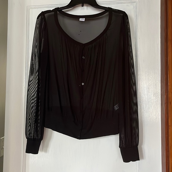 Sheer, see through, button up blouse - Picture 1 of 9